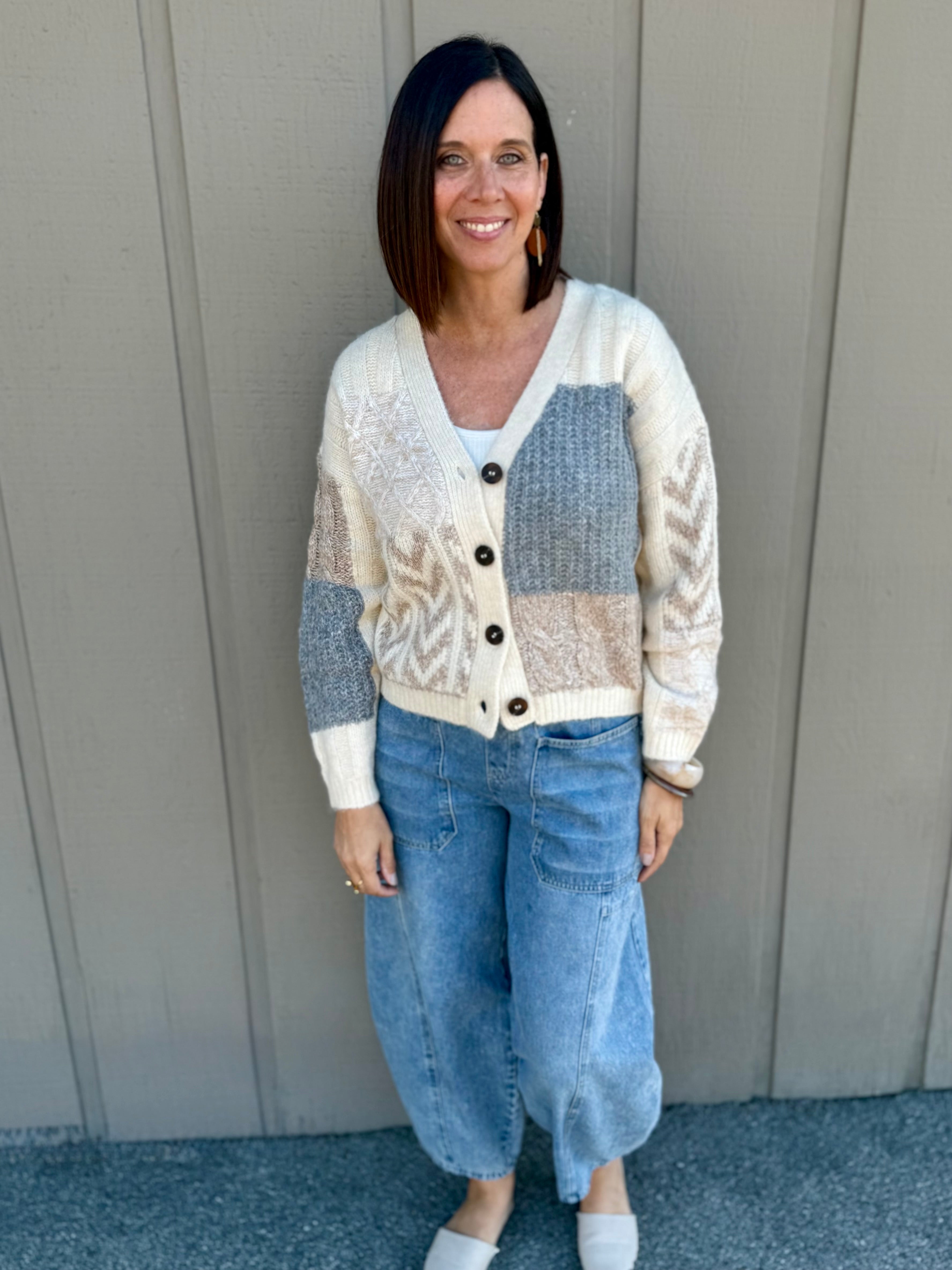 shtoPatchwork Cable Knit Cardigan XL Patchwork Cable Knit Cardigan – Sorella Boutique